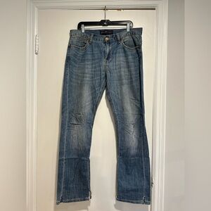 7 For All Mankind Y2K Mens 34x33 Bootcut Jeans  Distressed Embroidered Denim.